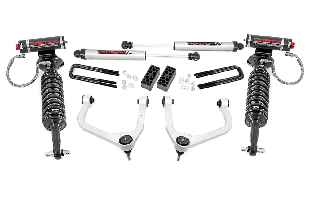 Trending 3.5 Inch Vertex Suspension Lift Kit w/ Forged Upper Control Arms w/V2 Shocks For 19-21 Chevy 1500 PU 4WD/2WD Rough Country