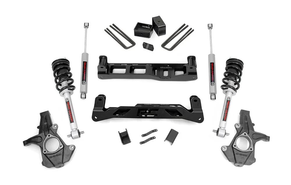 Instant Buy 5 Inch Suspension Lift Kit w/N3 Shocks & Struts 14-17 Silverado/Sierra 1500 2WD Cast Steel Rough Country