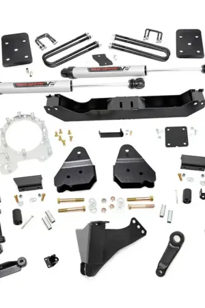 Seasonal Sale 6 Inch Ford 4-Link Suspension Lift Kit Overload Springs 3.5 Inch Diam Axle w/V2 Shocks 17-19 F-250/350 4WD Diesel Rough Country