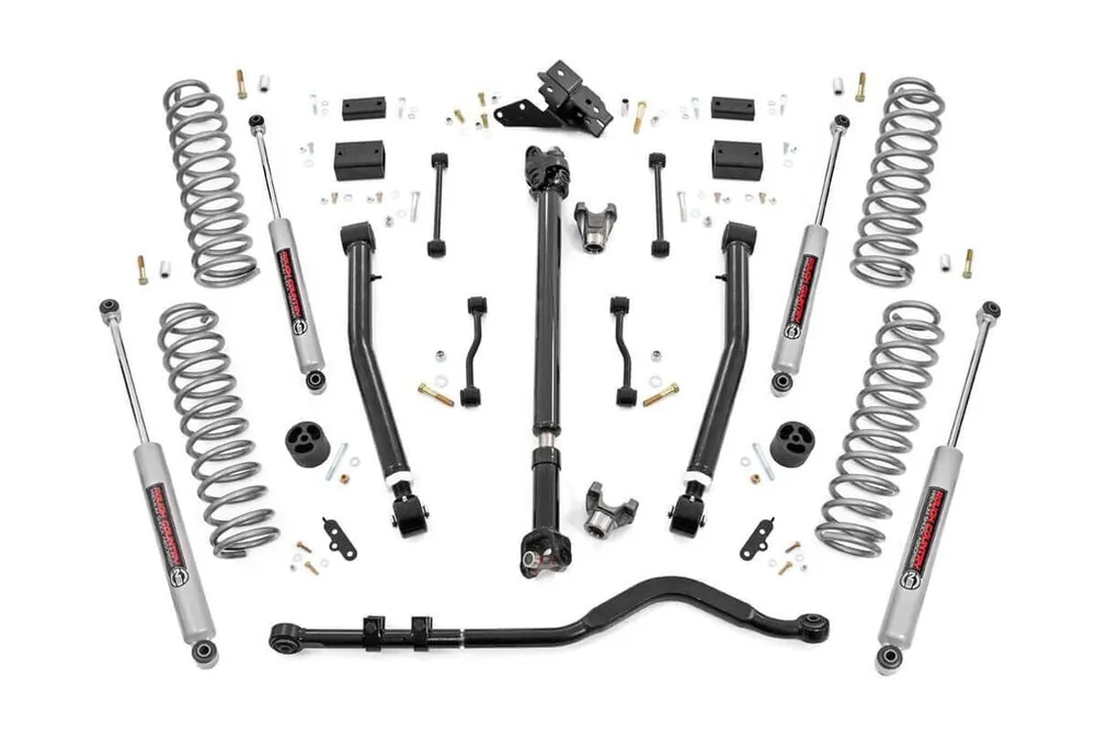 3.5 Inch Jeep Suspension Lift Kit Premium N3 Stage 2 Coils & Adj. Control Arms 18-20 Wrangler JL Rough Country Crafted