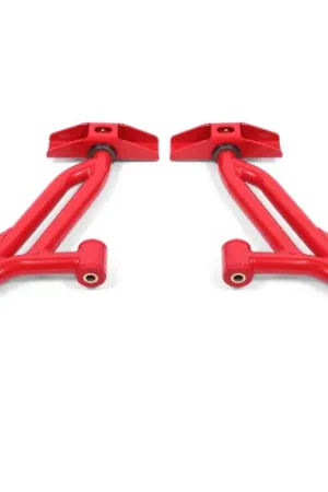BMR 10-14 Ford Mustang / Shelby GT500 Non-Adj. Lower A-Arms (Poly/Delrin) - Red Flash Sale