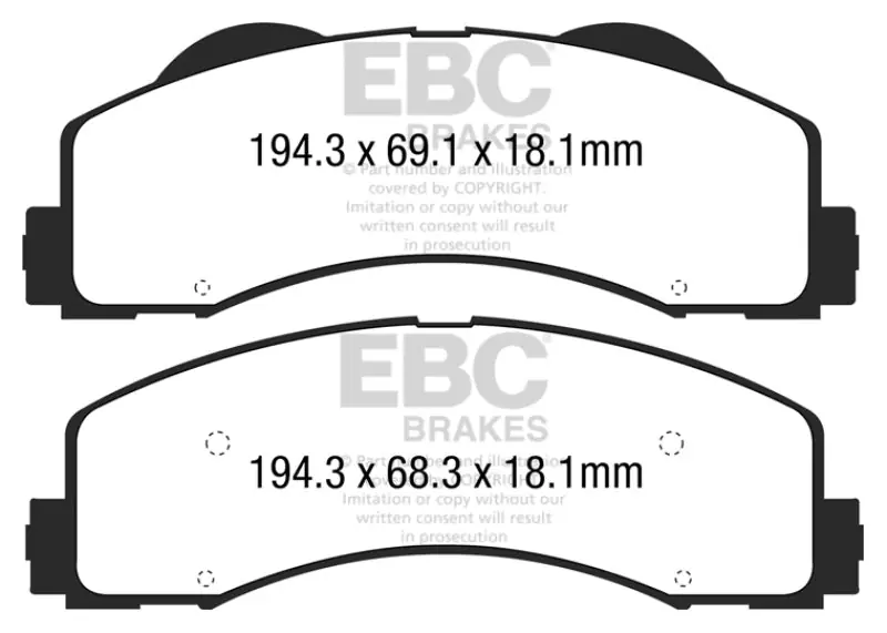 Time-Limited EBC 15+ Ford F150 2.7 Twin Turbo (2WD) Yellowstuff Front Brake Pads