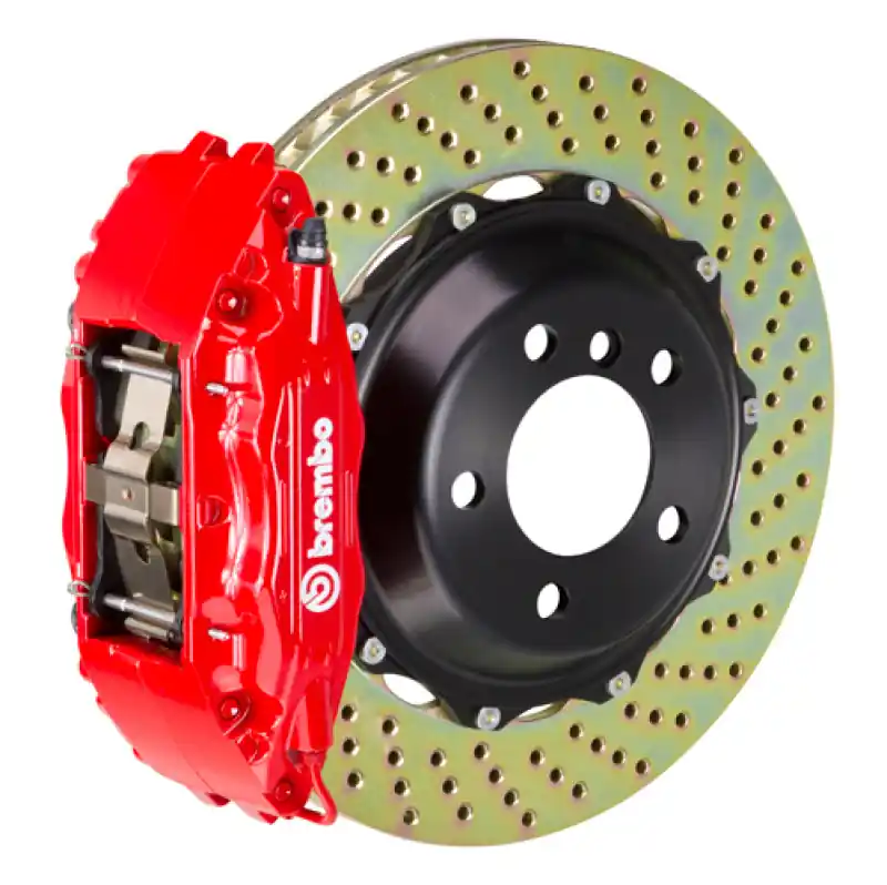 Brembo 92-98 318i/325i (Excl. xDrive) Front GT BBK 6 Piston Cast 355x32 2pc Rotor Drilled-Red Deal
