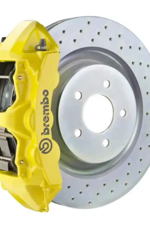 Super Sale Brembo 66-89 911S/SC/Carrera Front GT BBK 4 Piston Cast 323x28 1pc Rotor Drilled- Yellow