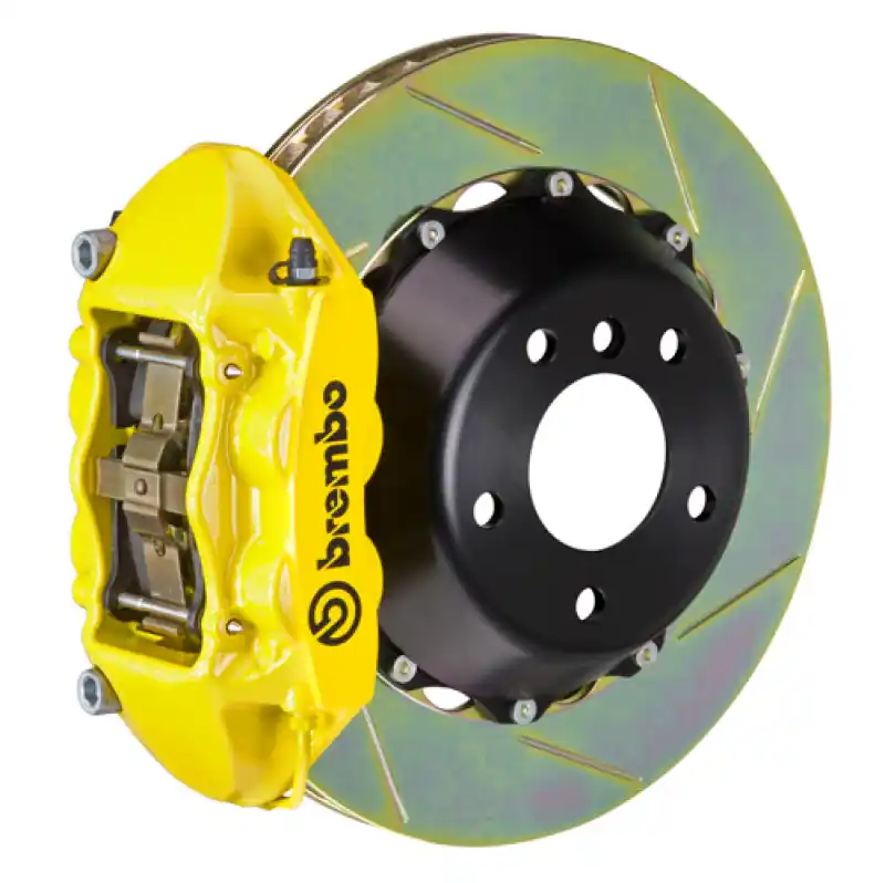 Grab Now Brembo 01-04 996 C4S Rear GT BBK 4 Piston Cast 380x28 2pc Rotor Slotted Type1-Yellow