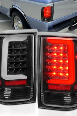 While Supplies Last ANZO 1993-1997 Ford  Ranger LED Tail Lights w/ Light Bar Black Housing Clear Lens
