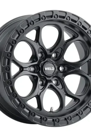 Weld 17x9 Ledge 6 6x135  ET-12 BS 4.50 87.1 Satin Black Wheel / Satin Black Ring Budget