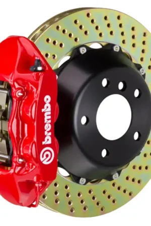 Brembo 09-13 FX35/FX50/14-17 QX70 Rear GT BBK 4 Piston Cast 345x28 2pc Rotor Drilled -Red Premium
