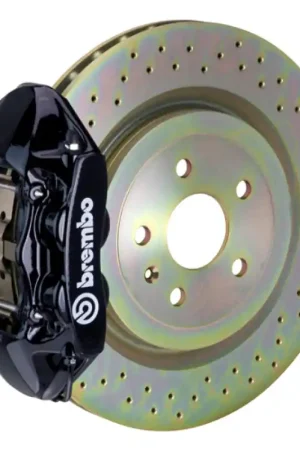 Limited Time Brembo 10-15 Camaro V6 Rear GT BBK 4 Piston Cast 365x28 1pc Rotor Drilled-Black