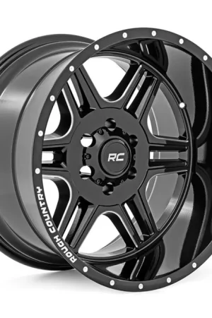 Luxury 92 Series Wheel Machined One-Piece Gloss Black 22x12 6x5.5 -44mm Rough Country