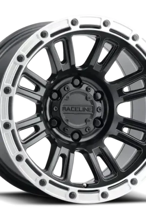 Raceline 956BS Compass 17x8in / 5x110 BP / 30mm Offset / 72.62mm Bore - Black & Silver Lip Wheel No Minimum Order