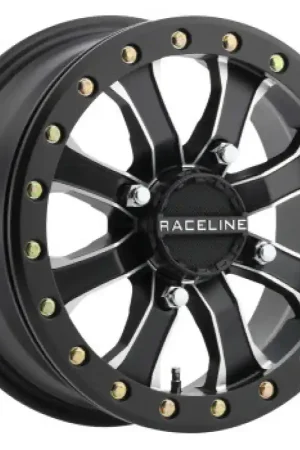 Raceline A71MB Mamba 14x6in/4x110 BP/5+1 40mm Offset/80.3mm Bore - Black & Machined Beadlock Wheel Crafted
