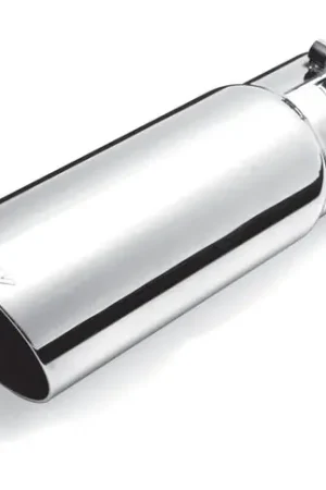 Premium Gibson Round Single Wall Angle-Cut Tip - 3in OD/2.25in Inlet/8in Length - Stainless