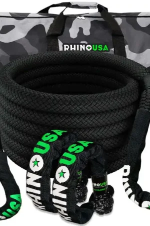 Rhino USA 7/8In X 30Ft Kinetic Rope Recovery Kit W/Soft Shackles (Black) Limited Offer