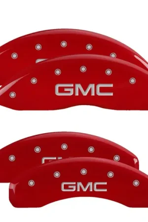 MGP 4 Caliper Covers Engraved Front & Rear GMC Red Finish Silver Char 2019 GMC Sierra 1500 Big Sale