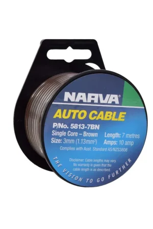 Fan Favorite Narva 10A 3mm Brown Single Core Cable (7M) - 5813-7Bn
