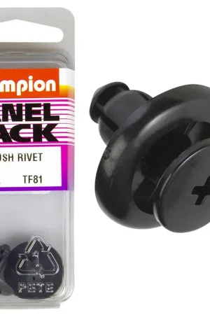 Trusted Brand Champion Fasteners Push Rivets (20mm Head, 8mm Length, to Suit 7mm Hole) - Pack of 2 - TF81