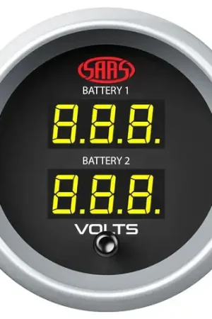 SAAS Dual Volt Digital Gauge 8v-18v 52mm Muscle Series II Black 12V - SGDDVLT52BS2 Bulk Order