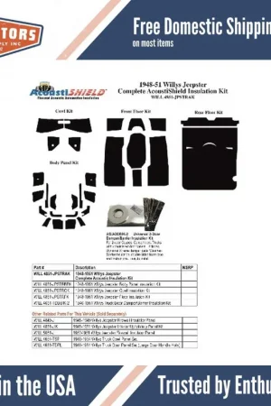 Kick Panel Insulation Kit for 1948-1951 Willys Jeepster Cowl Grab Now