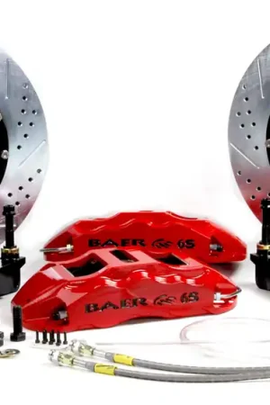 Premium Baer Brakes 4301073FR-X1 Baer Brakes 14" Extreme+ Front Brake Kit, Fire Red, SDZ, ARP Studs
