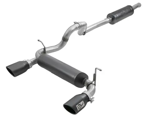 Limited Edition aFe Rebel Series 2.5in 304 SS Cat-Back Exhaust w/ Black Tips 2018-2025 Jeep Wrangler (JL) V6 3.6L - 49-38066-B