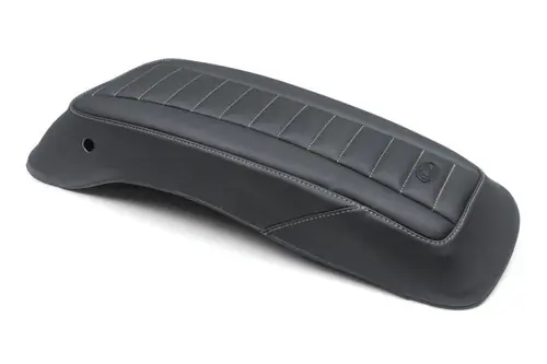 Seasonal Sale Mustang 14-23 HD FL Touring Saddlebag Lid Covers (Pair) Deluxe - Black w/ Grey Stitching