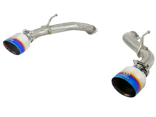 Certified aFe POWER Takeda 2.5in 304 SS Axle-Back Exhaust w/ Blue Flame Tips 17-19 Infiniti Q60 V6-3.0L (tt) - 49-36133NM-L