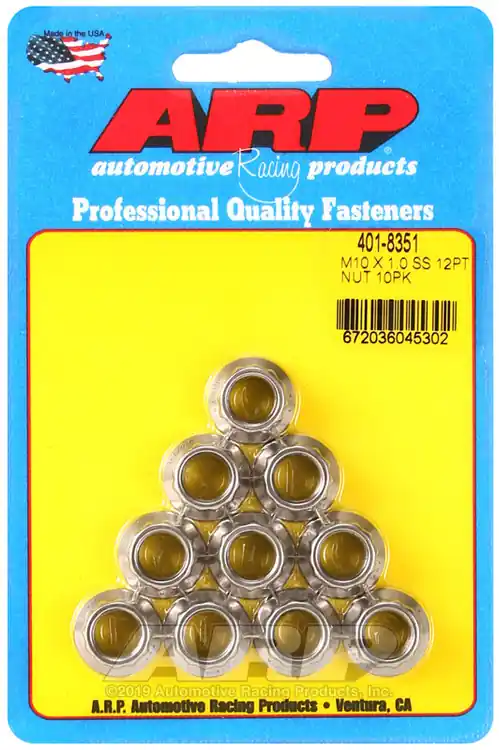 While Supplies Last ARP M10 x 1.0 Stainless Steel Nut Kit - 12-Point Hex, Automotive Grade