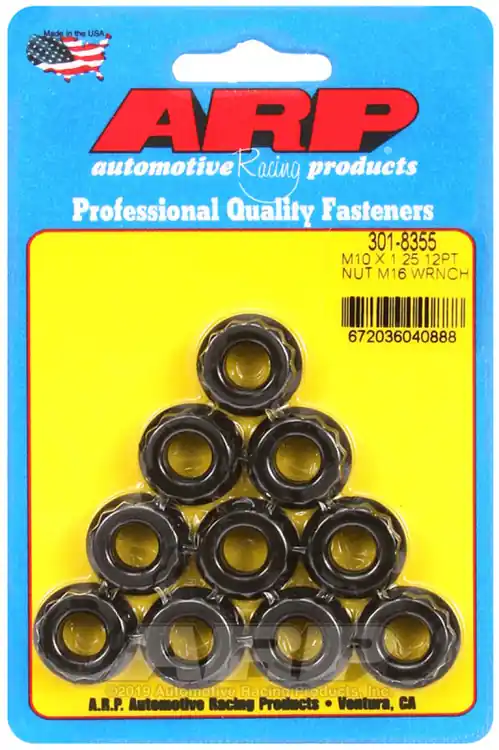 ARP M10 x 1.25 12-Point Nut Kit - Pack of 10 for Automotive Applications In Demand