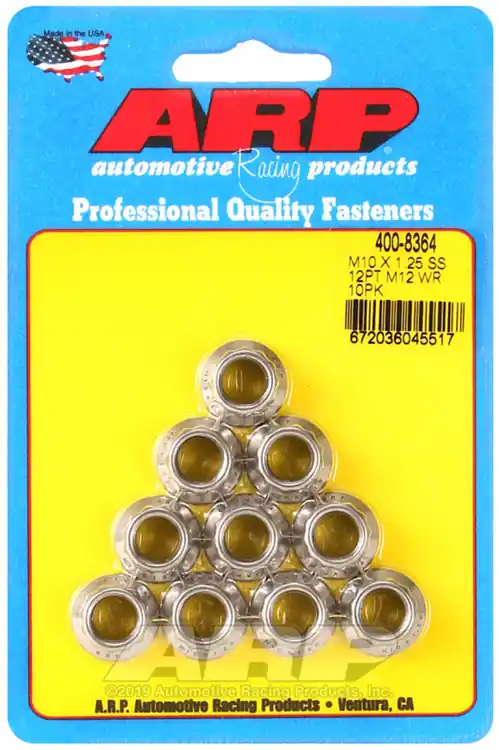 ARP M10 x 1.25 Stainless Steel 12-Point Nut Kit - Pack of 10 Low Price