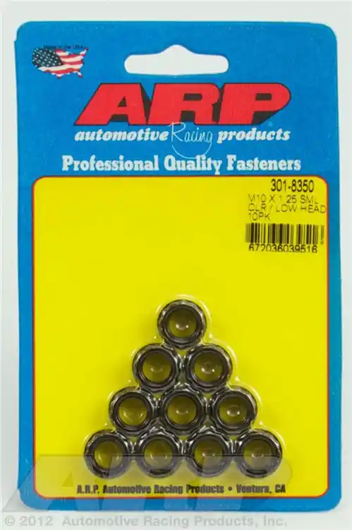Reduced Price ARP M10x1.25 Small Clear/Low Head 12PT Nut Kit - Chrome Moly Black, 10 Pack