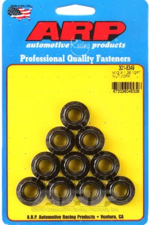 No Minimum Order ARP M12 x 1.25 12-Point Nut Kit - Chrome Moly Steel, Pack of 10