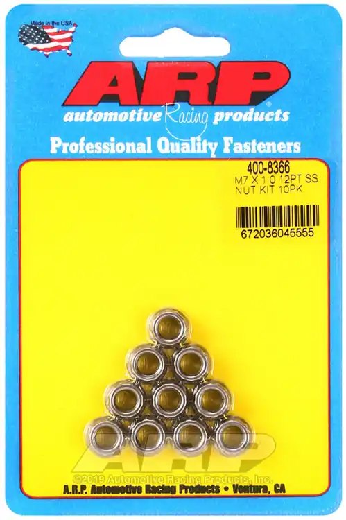 Direct From Manufacturer ARP M7 x 1.00 Stainless Steel 12-Point Nut Kit - 400-8366