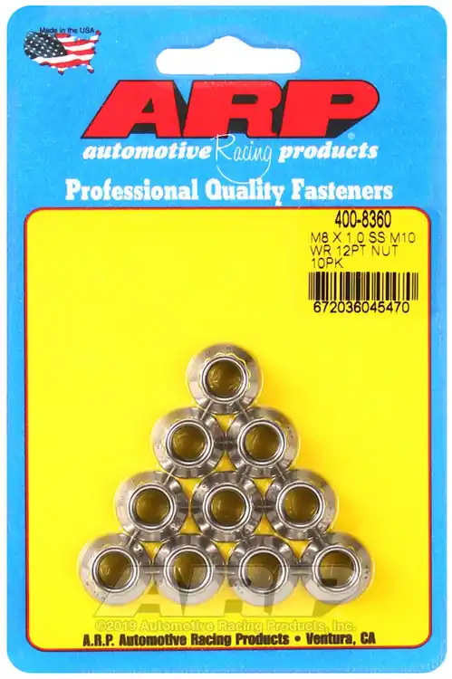ARP M8 x 1.00 (M10 Thread) Stainless Steel 12-Point Nut Kit Grab Now