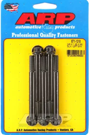 Fresh Stock ARP M8 x 1.25 x 85 Black Oxide Bolts - 12 Point, Pack of 5