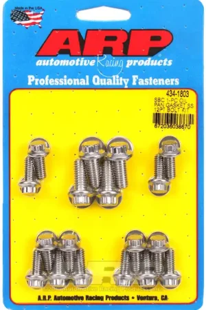 ARP SB Chevy 1-Pc SS 12pt Oil Pan Gasket Bolt Kit - 434-1803 Next Day Delivery