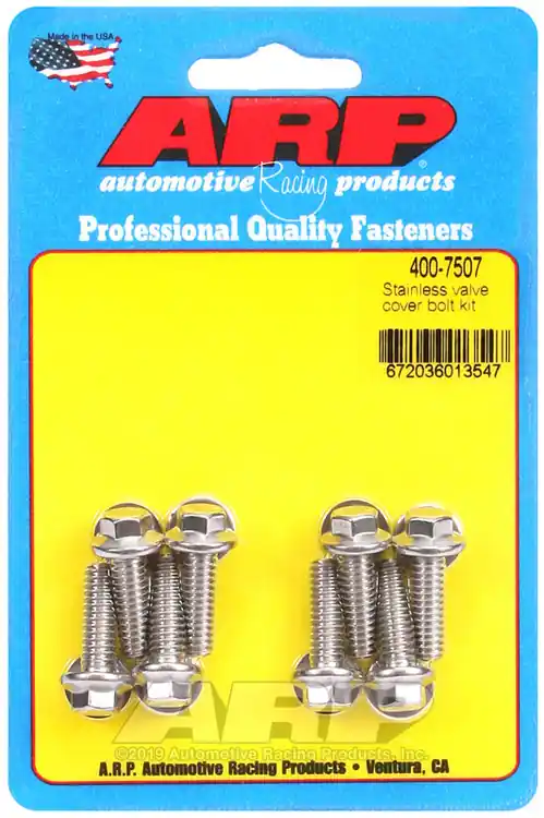 Premium ARP Stainless Steel Valve Cover Hex Bolt Kit - 1/4 inch x 20 Thread, Pack of 8