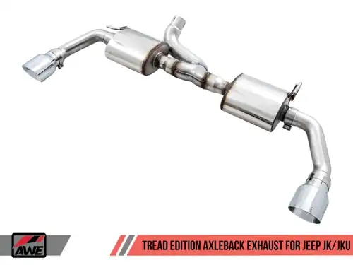AWE Tuning 07-18 Jeep Wrangler JK/JKU 3.6L Tread Edition Axle-Back Dual Exhaust - Chrome Silver Tips - 3015-32003 Next Day Delivery