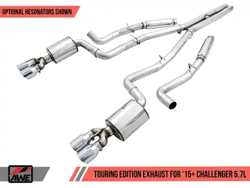 AWE Tuning 15+ Challenger 5.7 Touring Edition Exhaust - Non-Resonated - Chrome Silver Quad Tips - 3020-42076 Fresh Stock