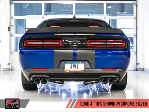 Express Delivery AWE Tuning 2015-2023 Challenger 5.7 Track Edition Exhaust - Chrome Silver Quad Tips - 3015-42144