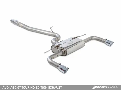 AWE Tuning Audi 8V A3 Touring Edition Exhaust - Dual Outlet Chrome Silver 90 mm Tips - 3015-32056 Bulk Order