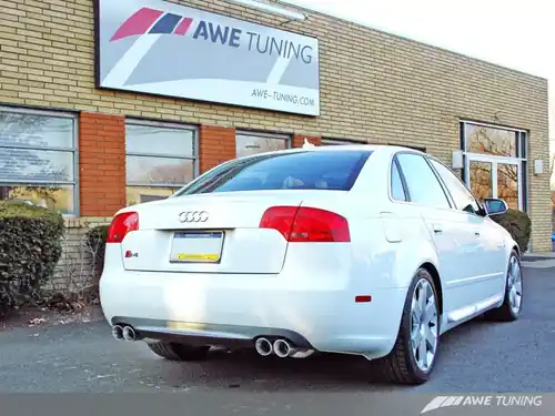 Place Order AWE Tuning Audi B7 S4 Track Edition Exhaust - Diamond Black Tips - 3020-43010