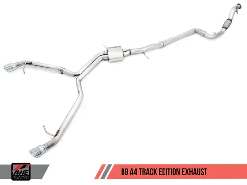 Hot Deal AWE Tuning Audi B9 A4 Track Edition Exhaust Dual Outlet - Diamond Black Tips (Includes DP) - 3020-33026
