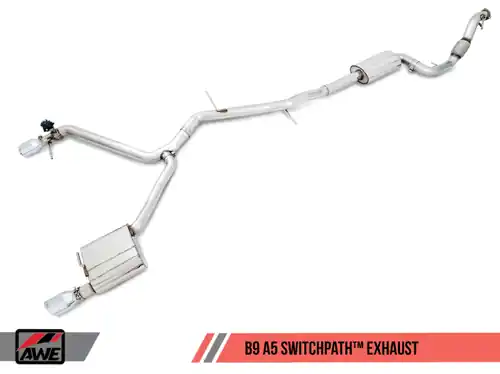Direct From Manufacturer AWE Tuning Audi B9 A5 SwitchPath Exhaust Dual Outlet - Chrome Silver Tips (Includes DP and Remote) - 3025-32026