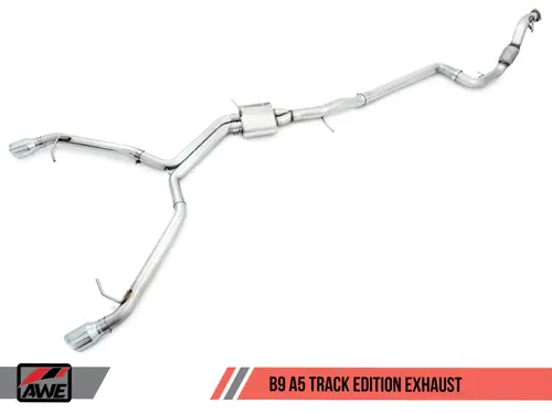 Exclusive AWE Tuning Audi B9 A5 Track Edition Exhaust Dual Outlet - Diamond Black Tips (Includes DP) - 3020-33034