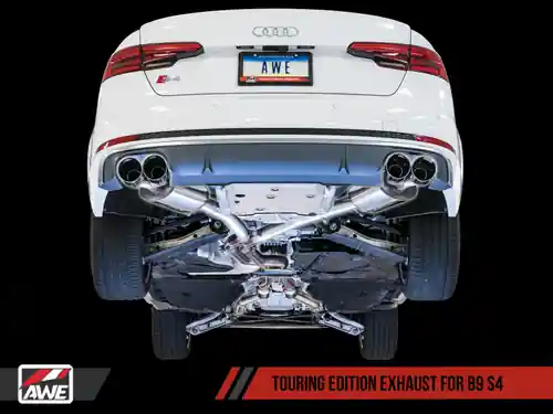 AWE Tuning Audi B9 S4 Touring Edition Exhaust - Non-Resonated (Silver 102mm Tips) Instant Buy
