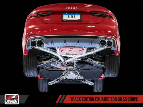 AWE Tuning Audi B9 S5 Coupe 3.0T Track Edition Exhaust - Chrome Silver Tips (102mm) Buy Direct