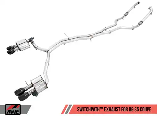 Fan Favorite AWE Tuning Audi B9 S5 Coupe SwitchPath Exhaust w/ Black Diamond Tips (102mm)