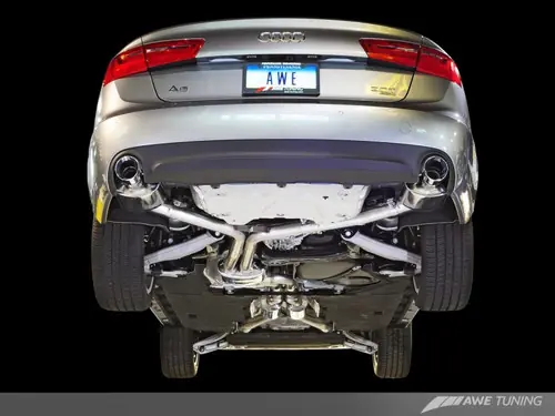 Premium AWE Tuning Audi C7 A6 3.0T Touring Edition Exhaust - Dual Outlet Diamond Black Tips - 3015-33052