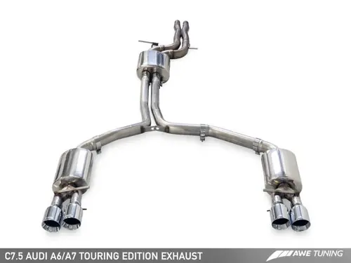 Same Day Shipping AWE Tuning Audi C7.5 A6 3.0T Touring Edition Exhaust - Quad Outlet Chrome Silver Tips - 3015-42072